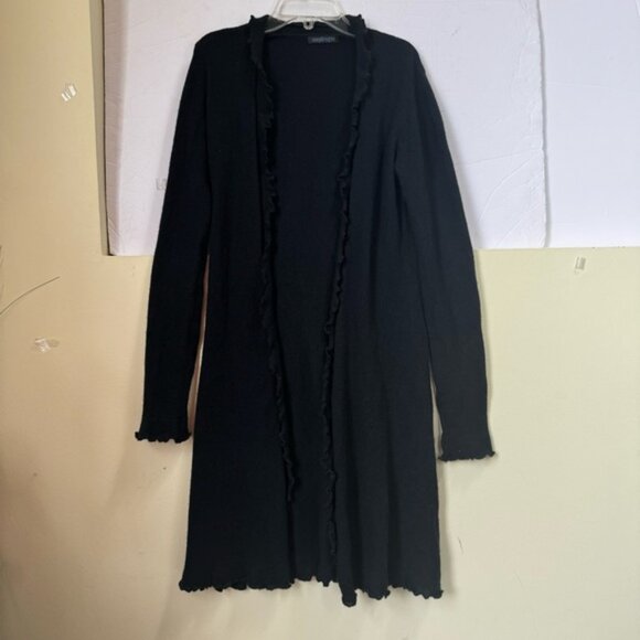 Snapdragon 100% Cashmere Cardigan Knit Sweater Duster Coat Lightweight Ruffle M - Picture 9 of 16